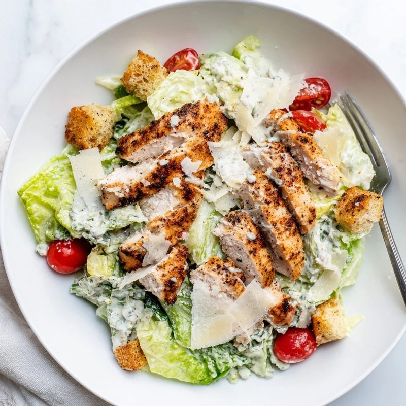 Caesar Salad with Strips of Grilled Chicken
