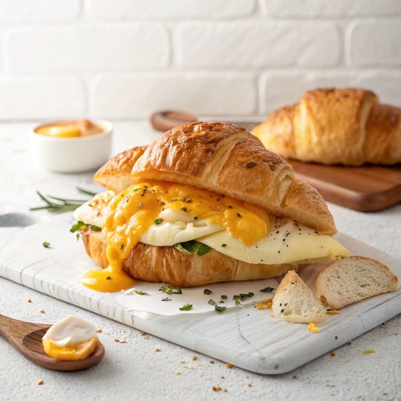 2 Eggs, Cheese on a Croissant