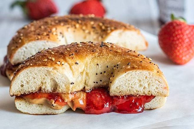 Bagel with Peanut Butter and Jelly