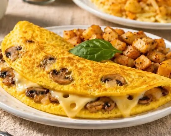 Mushroom, Onions & Swiss Cheese Omelette