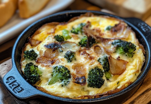 Broccoli, Onions & Swiss Cheese Omelette